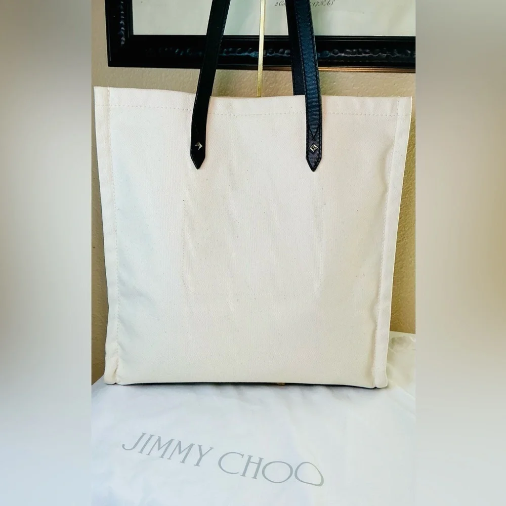 Jimmy Choo Canvas & Leather Tote with Dust Bag and COA Card